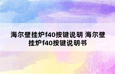 海尔壁挂炉f40按键说明 海尔壁挂炉f40按键说明书